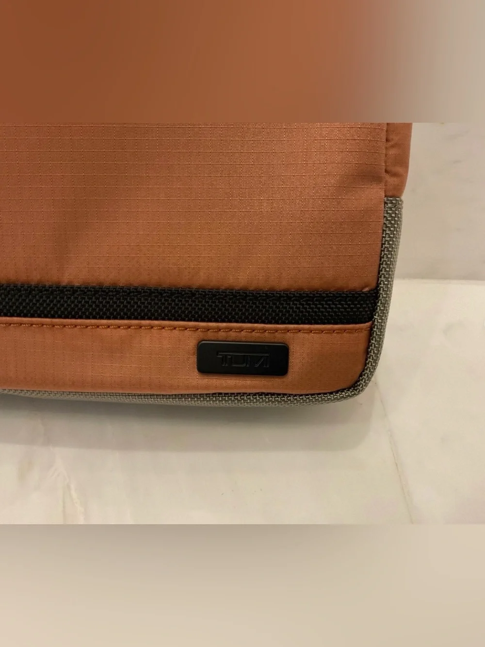 NEW TUMI Ballistic Zippered MEDIUM KIT Pouch Cosmetic Bag - CIDER ORANGE w/ SAND
